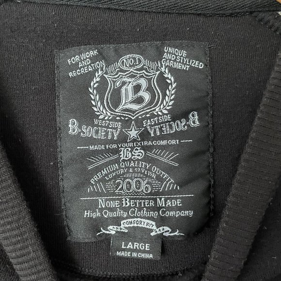 B Society Sweater Size L Animal Print Black Pockets and Zipper Long Sleeve B1176 - Picture 4 of 4